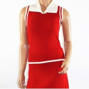 Vintage 60's 70's Red Acrylic Knit set